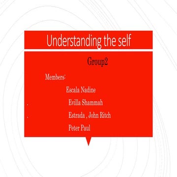 Understanding the Self | Unpacking the Self | The material self | PPTX