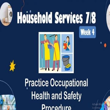 Lesson 2 OHS Household Services Practice Occupational Health and Safety ...