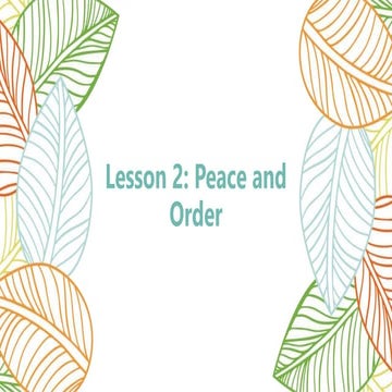 Lesson 2 peace and order