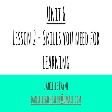 Lesson 2 skills you need for learning