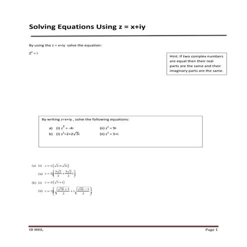 Lesson 2 solving equations using z
