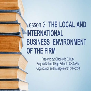 Lesson 2 The Local and International Business Environment of the Firm