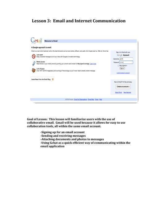Introduction to Gmail | PPT | Email | Internet