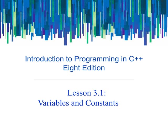 Lesson 3.1 variables and constant