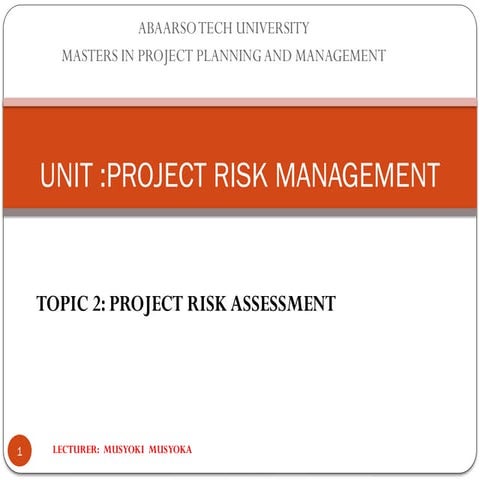 2. Project Risk Assessment and the Risk MAtrix