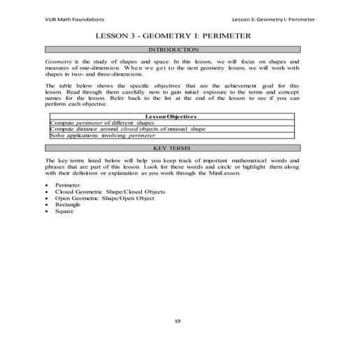 Lesson 3   Geometry I - Perimeter