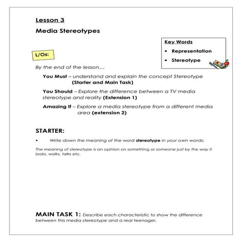 Lesson 3   media stereotypes worksheet