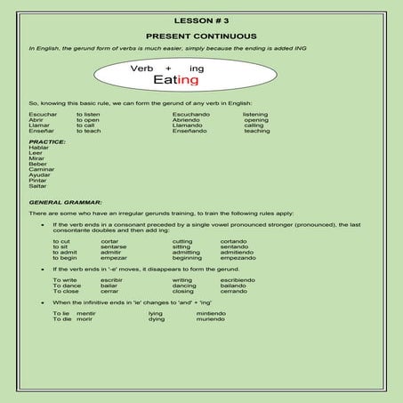 Lesson 3 present continuous | PDF