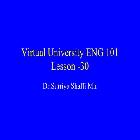 ENG101- English Comprehension- Lecture 30