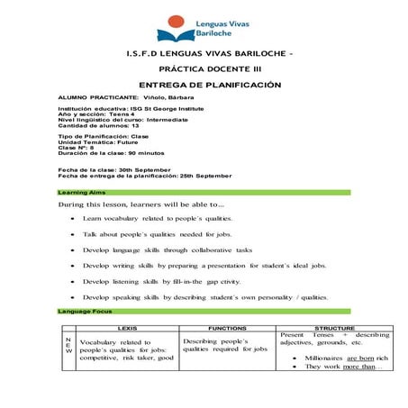 Lesson 30th September   