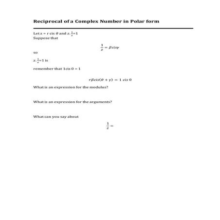 Lesson 3 c reciprocal of a complex number is polar form