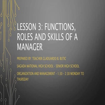 Lesson 3 Functions, Roles and Skills of a Manager