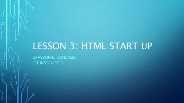 HTML Start Up - Introduction to HTML
