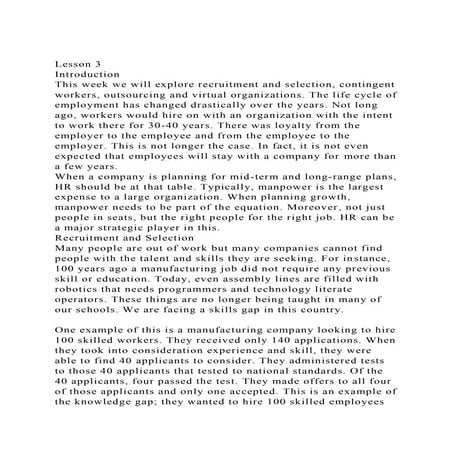 Lesson 3IntroductionThis week we will explore recruitment and .docx