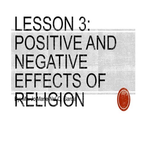 Lesson 3 positive and negative effects of religion