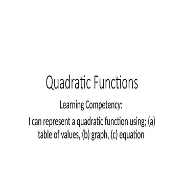Mathematics 9 Quadratic Functions (Module 1) | DOC
