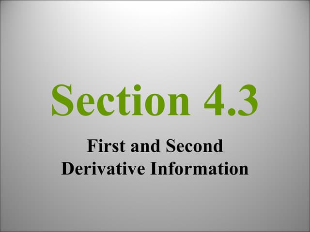 Lesson 4.3 First and Second Derivative Theory