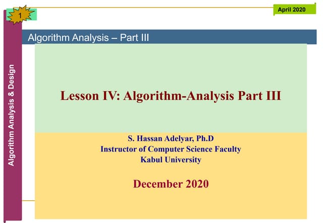 Lesson 4 - Algorithm Analysis - III.pptx