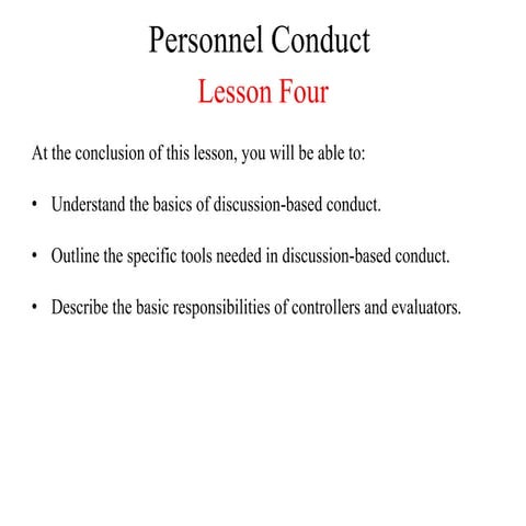 Lesson 4   personnel conduct