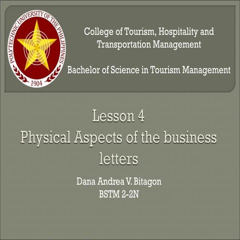 Lesson 4 Physical Aspects of the Business Letters | PPT