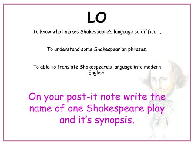 Lesson 4 shakespeares language