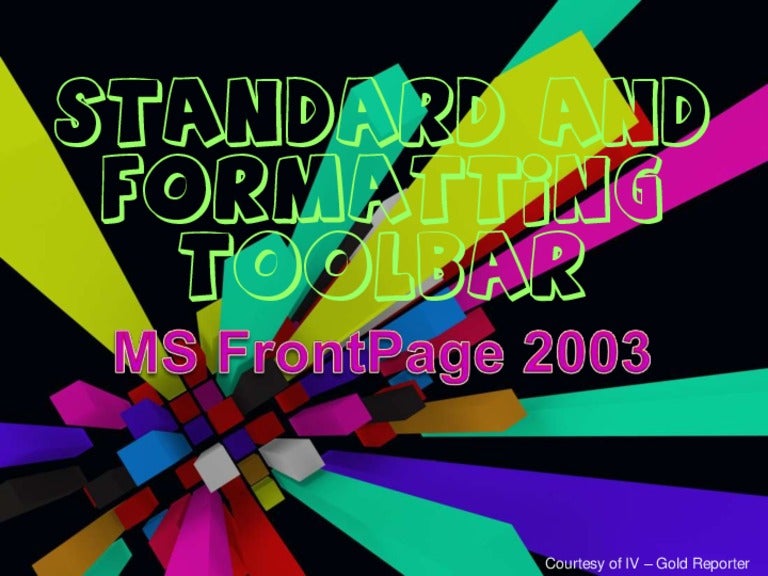 Standard and formatting toolbar