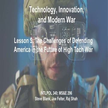 Lecture 5 - Technology, innovation and Modern War