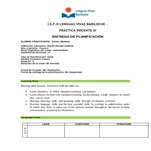 Lesson 9th September