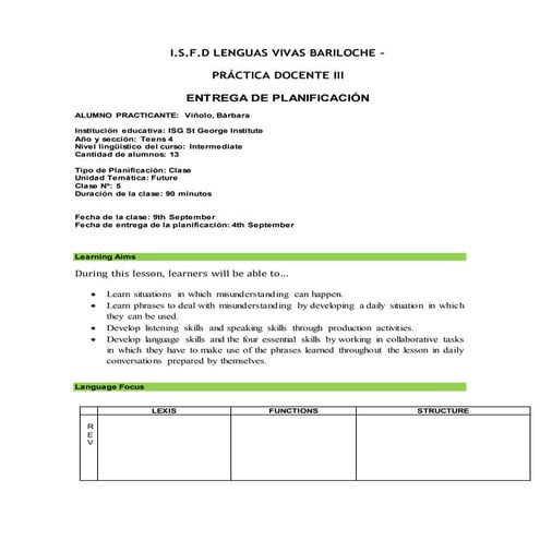 Lesson 9th September