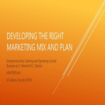 Lesson 5   developing the right marketing mix and plan
