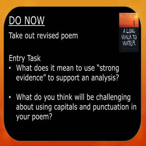 A Long Walk to Water:  Lesson5 unit3