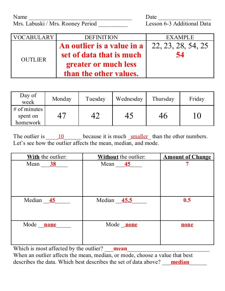Lesson 6 3 additional data & outliers
