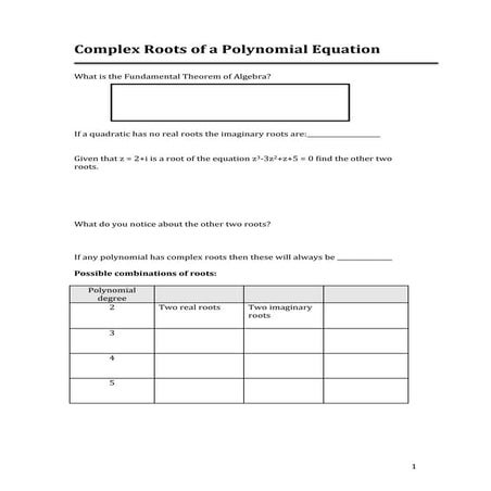 Lesson 6  complex roots of a polynomial equation