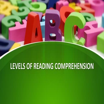 Developmental reading Lesson 6 levels of comprehension