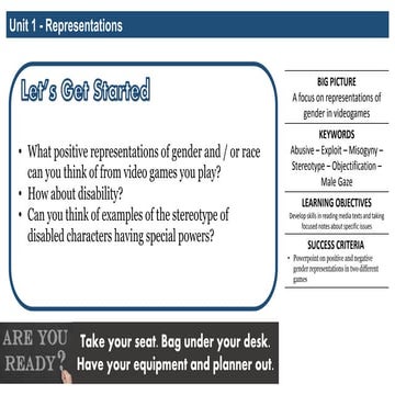 Lesson 6 more on gender and videogames