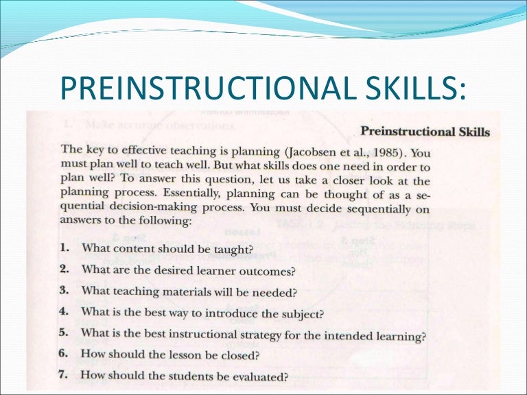 lesson 7 pre instructional skills