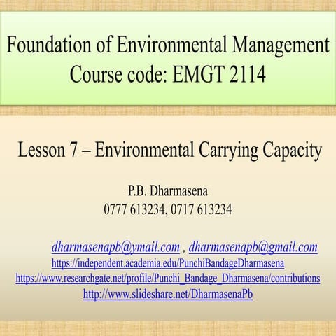Lesson 7   Environmental carrying capacity