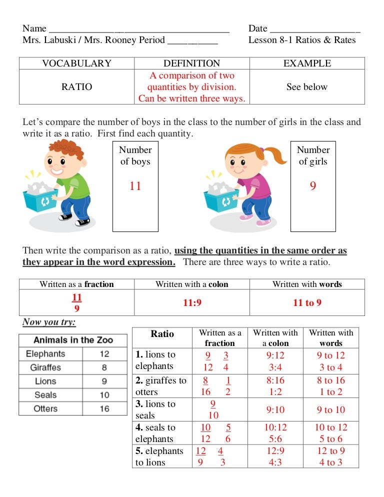 Ratios And Rates Worksheet