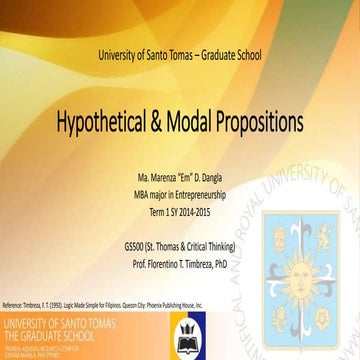 Hypothetical & Modal Propositions