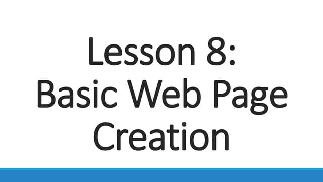 EmpTech Lesson 8 - Basic Web Page Creation