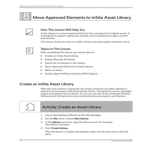 Lesson 8 - Move Approved Elements To Insite Asset Library
