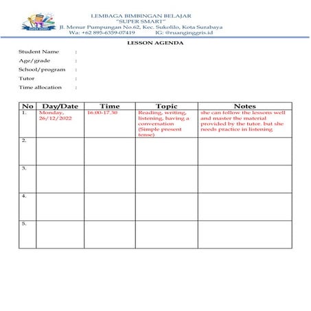 LESSON AGENDA english course super smart.docx