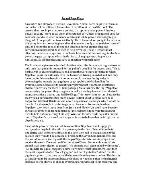 Animal farm essays