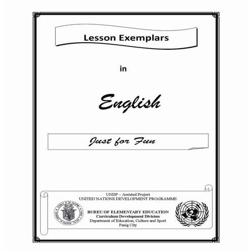 Lesson exemplars in english just for fun