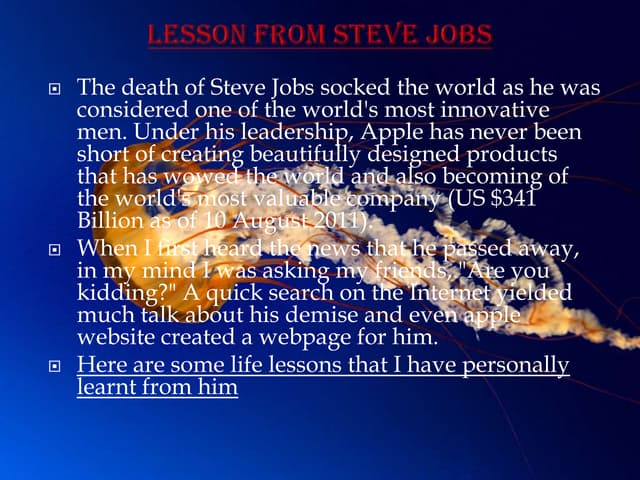 Lesson from steve jobs