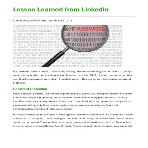 Lesson learned from linked in