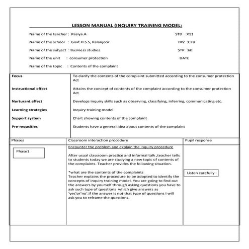 Lesson manual