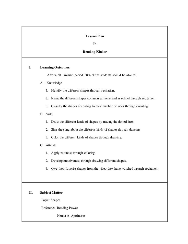 5 e's Detailed lesson plan for kindergarden