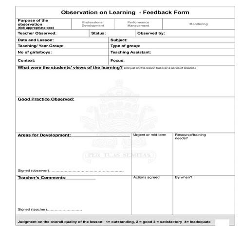 Lessonobservationformnbs