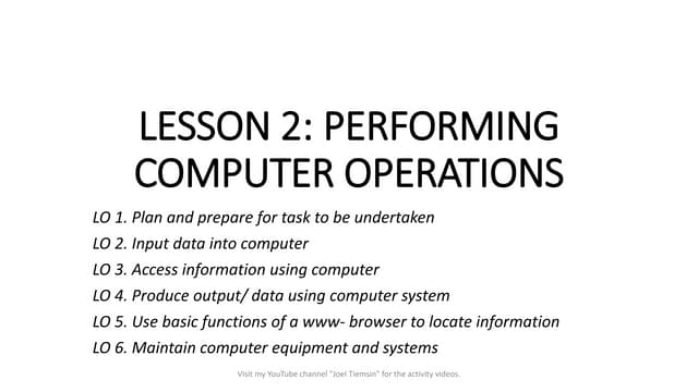 Lesson 2: Performing Computer Operations